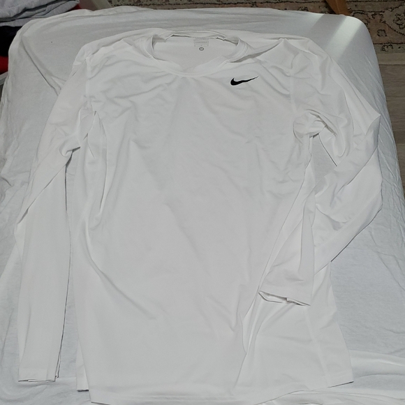 Nike Other - Nike White Long Sleeve Top with Black Swoosh